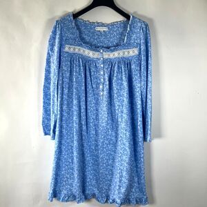 Eileen West Night Gown‎ XL Knee Length Ruffle Crochet Lace Cottagecore Prairie